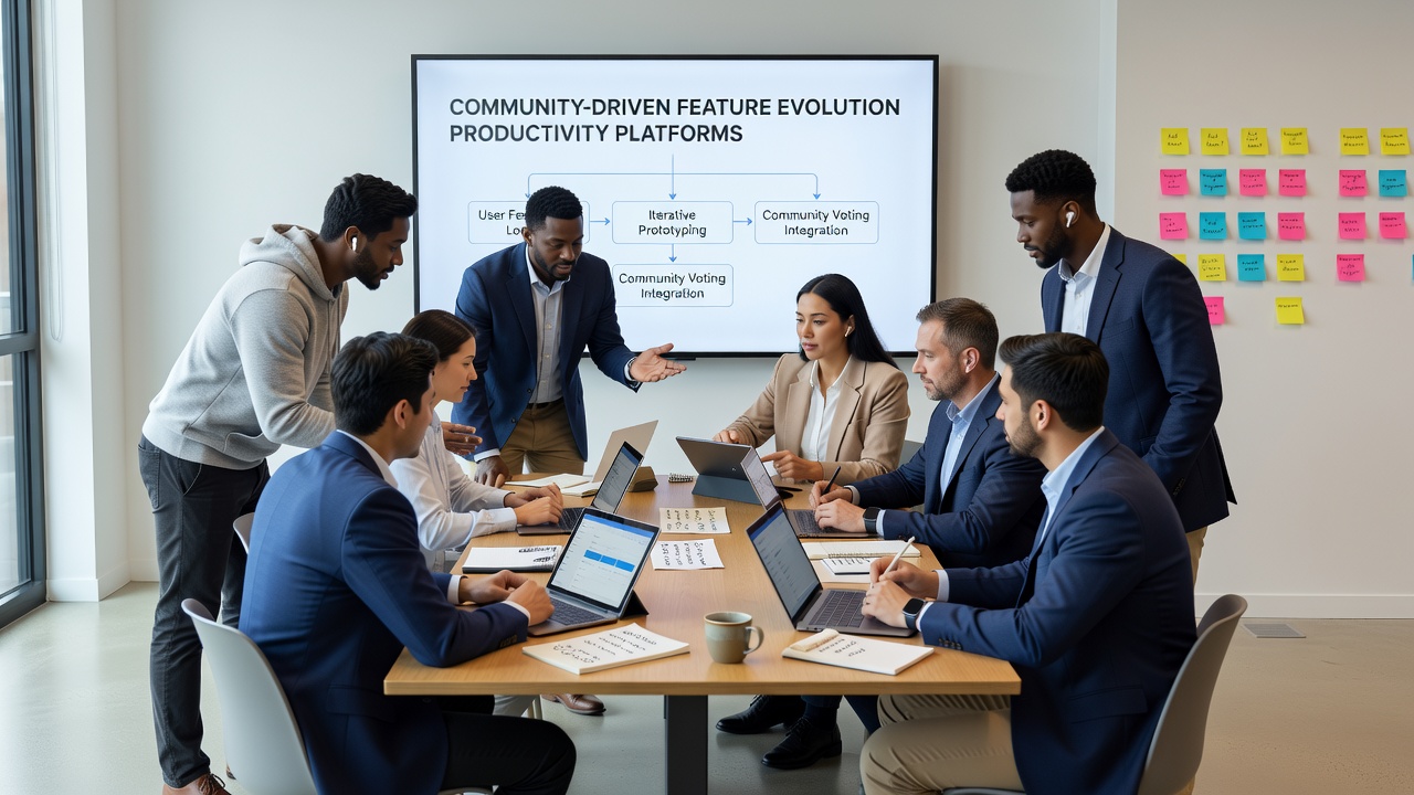 Developers reviewing community feedback data on productivity platform dashboards